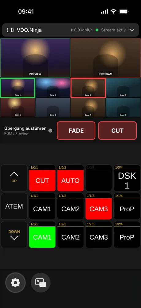 PGM/Preview-Modus mit Übergang ausführen